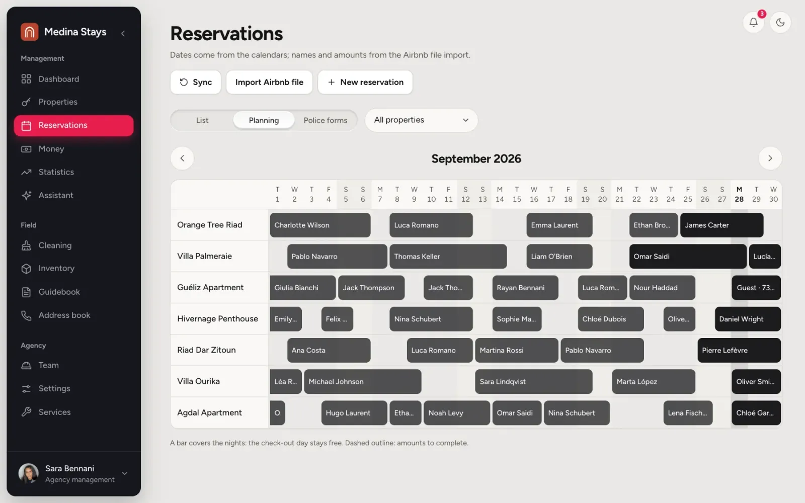 Management app for holiday rental agencies: bnb app planning