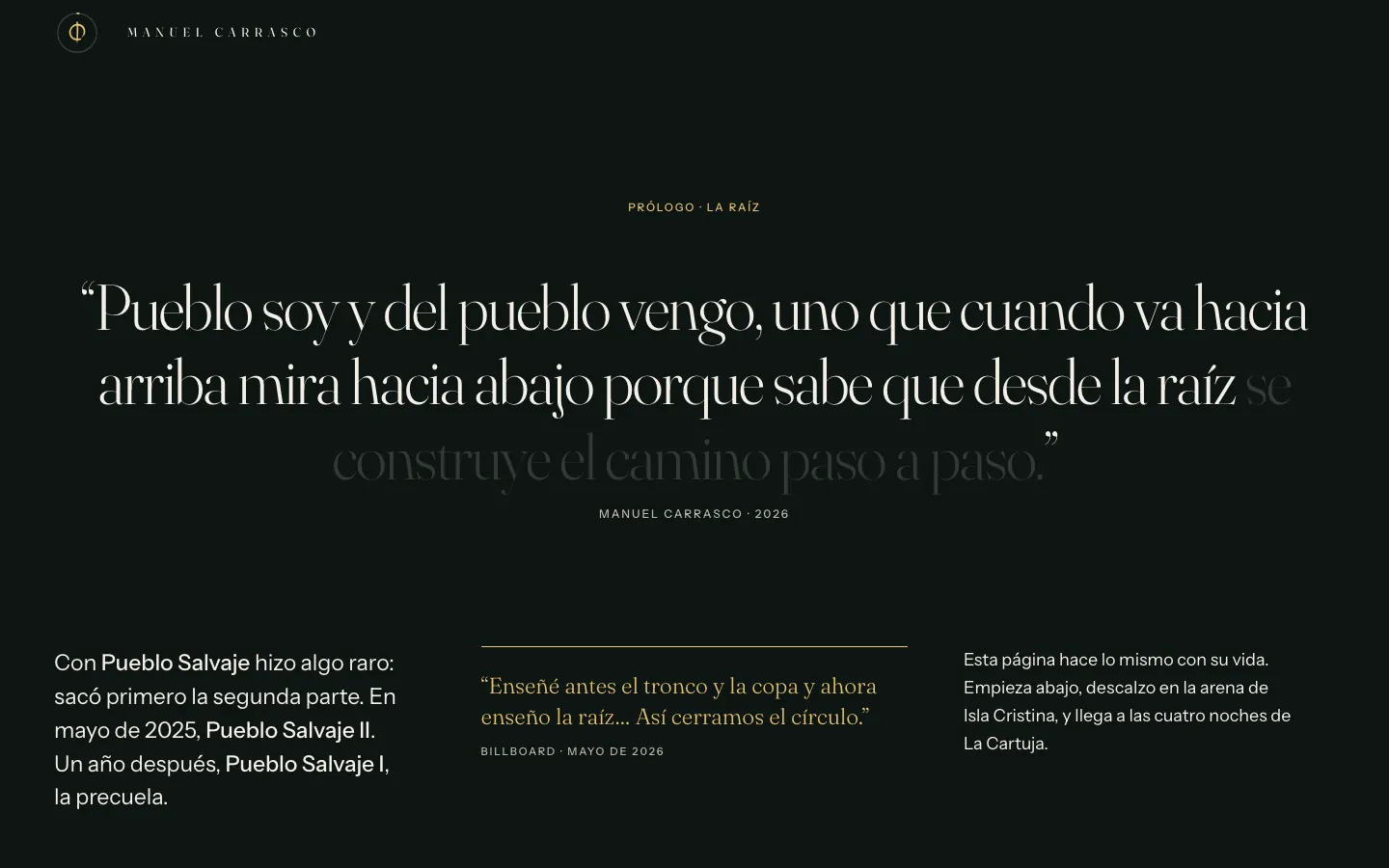 Redesign of Manuel Carrasco's official website: carrasco rediseno prologo