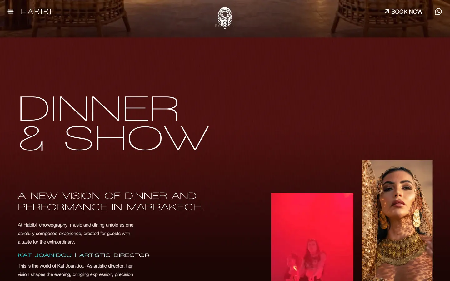 Cinematic website for a dinner-and-show rooftop in Marrakech: habibi dinner show