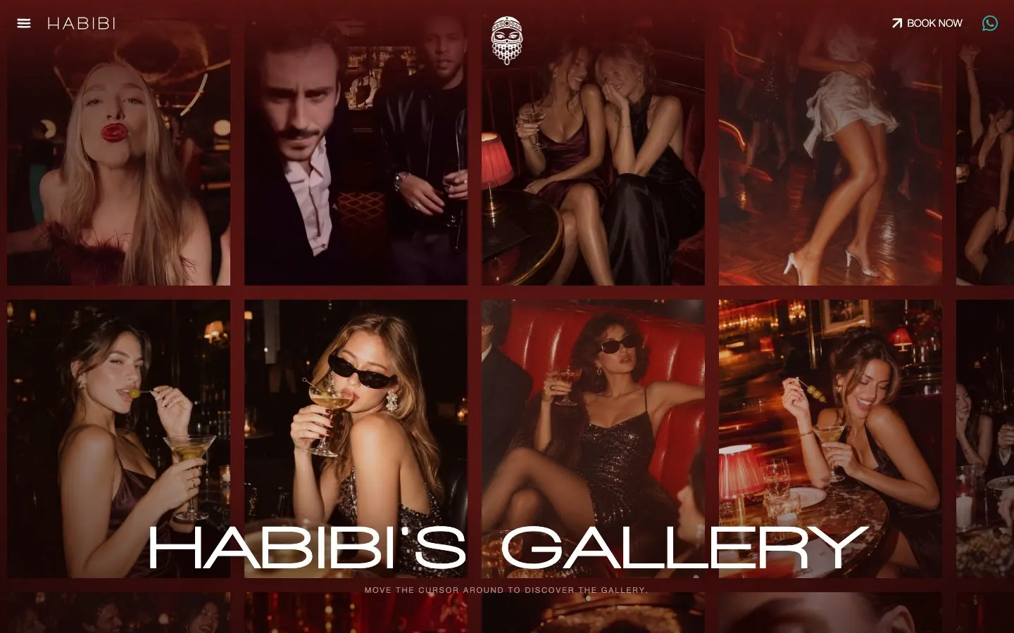 Cinematic website for a dinner-and-show rooftop in Marrakech: habibi galeria