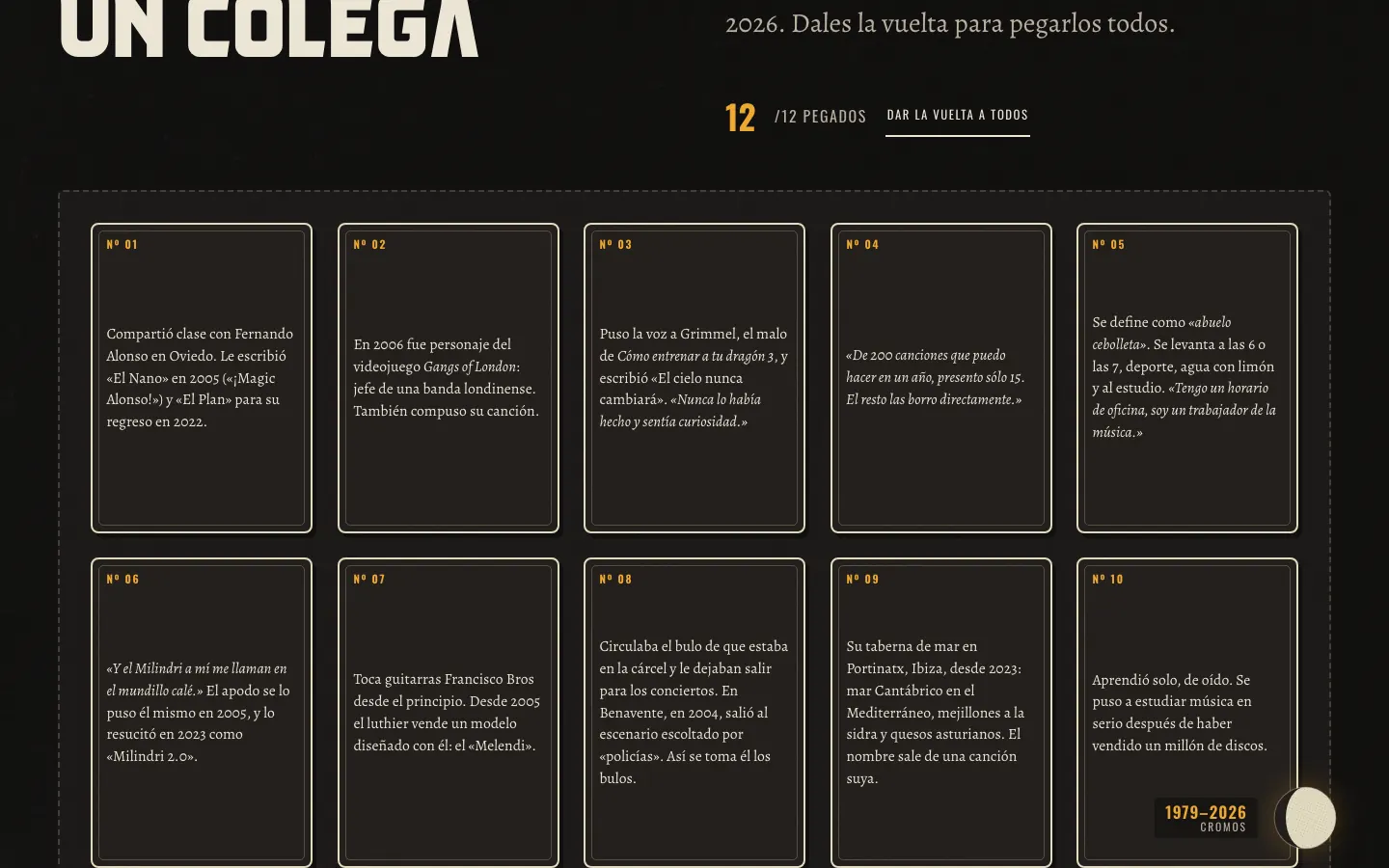 Rediseño de la web oficial de Melendi: melendi rediseno cromos