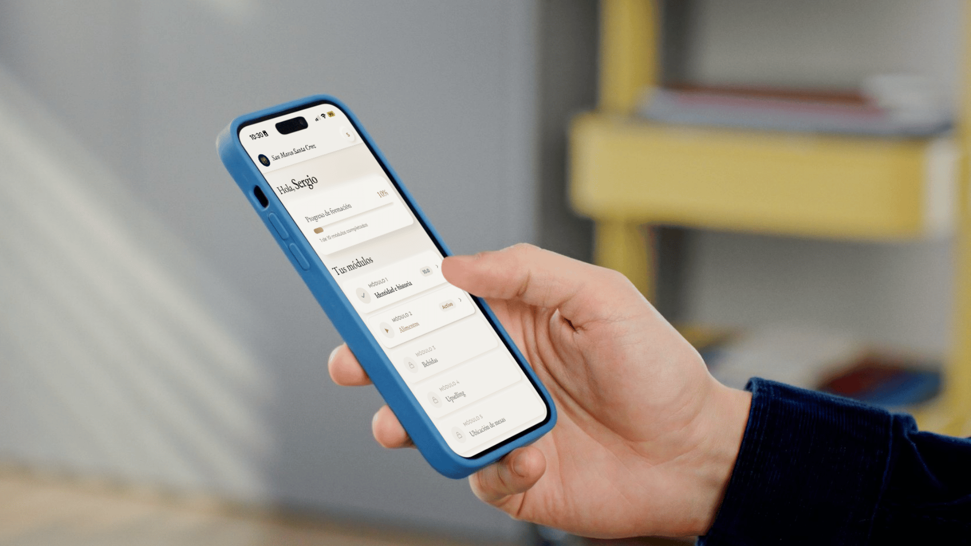 Experiencia móvil de la app de formación del restaurante